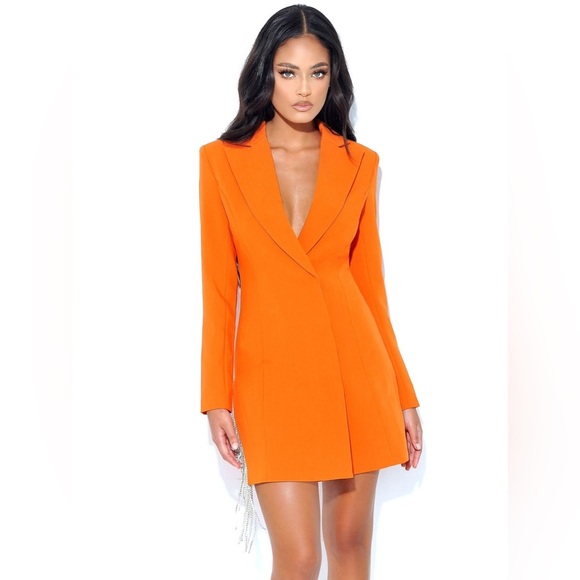 NWT Miss Circle Freya Orange Crystal Fringe Blazer Dress - Picture 1 of 11